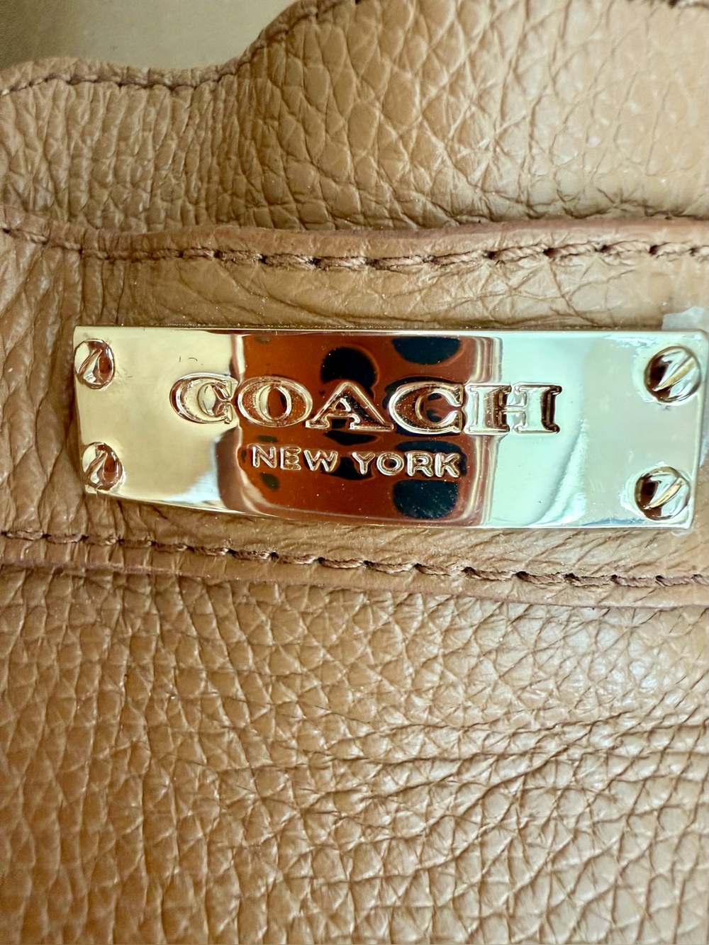 Coach Fredrica Tan Leather Loafers with Gold Plaque Flats Camel 8.5 Women’s - Picture 10 of 10